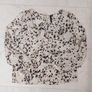 Knotsisters Leopard Print long Sleeve V Neck Top Sz S